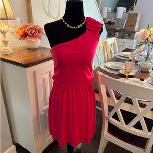 Bright pink one shoulder dress
